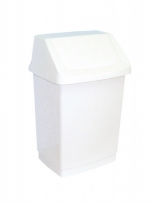 Kosz na odpady z uchylną pokrywą z tworzywa sztucznego o poj. 15l, kolor biały